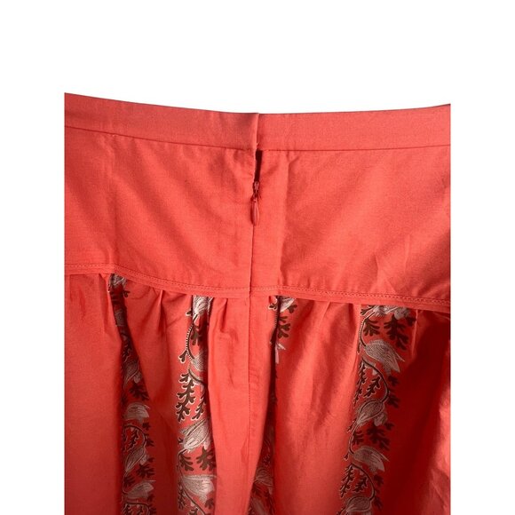 J.Crew Apricot Pink Floral A-Line Pleated Tulip Cotton Skirt Women's Size 12 - Picture 5 of 12